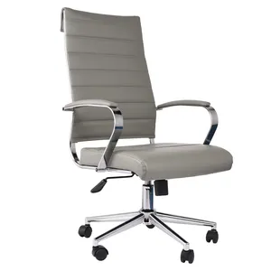 ergonomic white PU leather computer manager work desk office chair