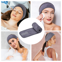 Bandeaux pour femmes en microfibre grise personnalisés en gros, avec logo brodé, séchage rapide, confortables, doux, pour le lavage du visage, le yoga et le spa