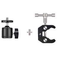 Pince Super Crab de Haute Qualité avec Vis 1/4, Rotule Mini 360°, Support de Fixation Rapide pour Trépied Appareil Photo DSLR