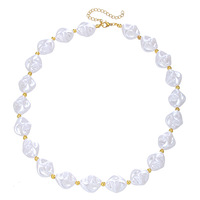 Colliers de perles imitation baroque vintage originaux fermoir OT bijoux de mode pour femmes en acier inoxydable irrégulier