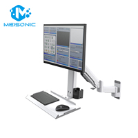 Bras de moniteur simple industriel robuste à ressort à gaz VESA T8-GA02KB-600 compatible pour écran LCD monté, blanc