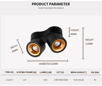 Spot LED Moderne en Aluminium à Double Tête Orientable, Montage en Surface, 2700K-3000K-3500K TRI CCT, Dimmable, COB Downlight