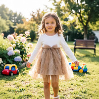 Robe vintage en coton à manches longues et imprimé crocheté pour filles, coupe trapèze, personnalisable, plusieurs couleurs, échantillon en 7 jours |   Stock |   Usine de Foshan