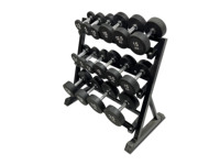 Équipement de fitness pour salle de sport commerciale, ensemble d'haltères en caoutchouc noir à tête ronde pour musculation, haltères en caoutchouc pour club