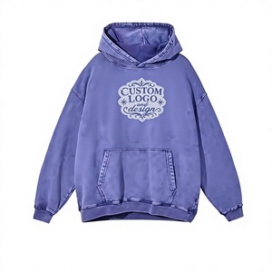 Sweat à capuche pour homme 100% coton molletonné, coupe ample et carrée, épaules tombantes, patch brodé, options hiver disponibles, MOQ 10 - Product Image 1