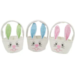 wholesale holiday gift bag rabbit handbag storage easter egg basket with handle for easter decoration