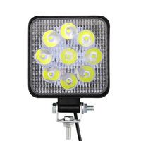 DXZ Phare de travail carré en aluminium de 3 pouces, 27W, 9 LED, 12V, certifié CE, mini projecteur LED pour voiture, pour rétrofit/amélioration, éclairage automobile