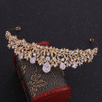 Haute qualité plaqué or mariée couronne cubique zircone diadème strass doux accessoire de cheveux pour accessoires de vêtements de mariage