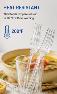Clear <b>Plastic</b> Disposable Cutlery Set 350 Count Knives Forks Spoons for Catering Events - Product Image 6
