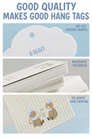 Étiquette personnalisable en papier écologique pour enfants, avec couche avant nuage, support rectangulaire, motif rayures fines, art de livre d'histoires, couleur beige doux, attache torsadée, pour tout-petits