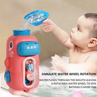 Jouet de bain amusant pour enfants : Roue à eau rotative avec animaux (hippopotame, canard jaune) en plastique à ventouse, jouet éducatif, cadeau pour enfants