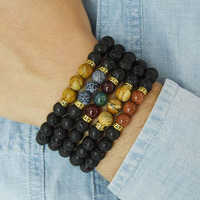 Bracelets en Perles de Trois Pierres Semi-Précieuses, de Guérison et de Reiki, Tendance et Personnalisés, pour Hommes et Femmes - Vente en Gros