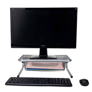 サイドコンパートメントと引き出し式デスクオーガナイザーを備えた高品質メッシュモニタースタンドコンピューターデスクライザーシェルフ - Product Image 1