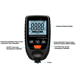 GM998 Autolack-Schichtdickenmessgerät für Autolack, Galvanik und Metallbeschichtungen, 0-1500µm Messbereich, Fe & Nicht-Fe Sonde - Product Image 2