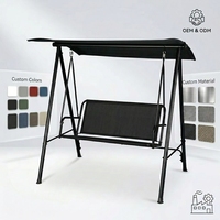 Balançoire de véranda moderne en acier pour 3 personnes, personnalisable, avec auvent pare-soleil, en textilène respirant, lit de jardin extérieur