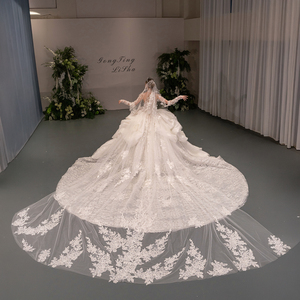 GT172 Modern Luxury Wedding Dresses Bridal Ball Gowns Floor-Length Chapel Train Backless Lace Appliques <b>Sparkly</b> Rhinestones for - Product Image 3