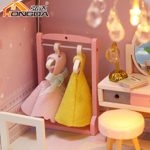 Hongda M911 SAKURA <span class=keywords><strong>Love</strong></span> ที่กำหนดเองบ้านตุ๊กตาไม้สีชมพูสำหรับเด็กผู้หญิง DIY บ้านตุ๊กตาขนาดเล็กชุดบ้านตุ๊กตา - Product Image 6