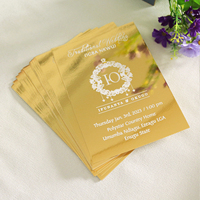 Faibles coûts d'expédition Invitation en papier miroir doré unique personnalisée avec enveloppe noire en feuille d'or pour anniversaire de mariage