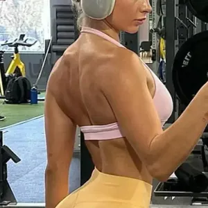 Reggiseno da donna con impatto da allenamento senza cuciture reggiseno Sexy Open Back Yoga Top reggiseni con supporto medio da palestra Top imbottito abbigliamento sportivo - Product Image 1