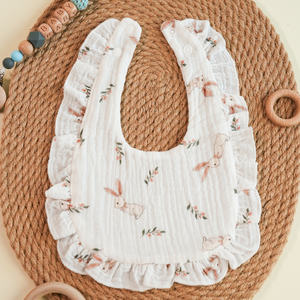 Neu eingetroffen: INS-Style <span class=keywords><strong>Baby</strong></span>-Spucktuch, Kinder-Baumwollkrepp bedrucktes doppelseitiges Handtuch-Stirnband-Set & wasserdichtes Lätzchen - Product Image 5