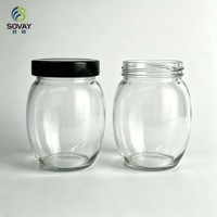 280ML Ei-vormige, bolle glazen weckpot, glazen vaas voor augurken, kruiden, gedroogd fruit, huishoudelijke keukenopbergruimte