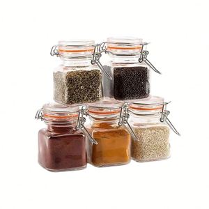 Grossiste – Pots à miel en verre transparent de 3,5 oz, pots à épices, contenants à épices vides, petits pots carrés en verre avec couvercle à charnière hermétique - Product Image 2