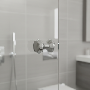 Poignée de porte de salle de bain en cuivre au design moderne avec placage chromé brillant, installation facile pour salle de bain, chambre et hôtel - Product Image 1
