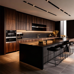 Armoires de cuisine noires personnalisées BALOM, style moderne, en <span class=keywords><strong>bois</strong></span> MDF, armoires de rangement de cuisine modulaires, prêtes à assembler - Product Image 2