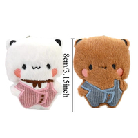 Porte-clés en peluche Bubu Dudu, adorable poupée panda en salopette, pendentif de sac pour couple Kawaii, jouet animal de dessin animé en coton PP, Saint-Valentin