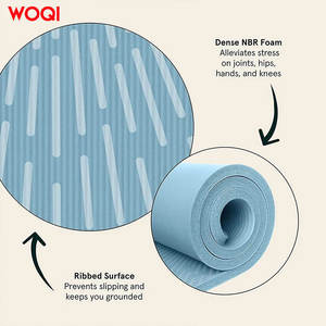Tapis de yoga Woqi 6 mm d'épaisseur en TPE antidérapant avec sangle de transport bleu paon rectangulaire pour la remise en forme à domicile usage universel - Product Image 5