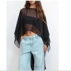 <span class=keywords><strong>Camicia</strong></span> lunga da donna in chiffon sottile, graziosa e traspirante, a tinta unita, con <span class=keywords><strong>collo</strong></span> a scialle - Product Image 1
