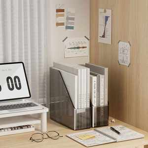 Large Capacity Transparent Desktop Storage <b>Box</b> Organizer Durable Plastic PET File Holder Office Dormitory Desk <b>Book</b> Storage - Product Image 5