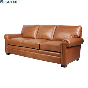 Yüksek nokta katılımcı için OEM tanınmış markalar SHAYNE mobilya antika hakiki deri chesterfield kanepeler deri kanepe seti