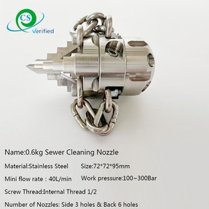 G1/2定制线/链长度不锈钢重型管道疏通喷嘴套件高压360度旋转管道疏通清洁 - Product Image 6