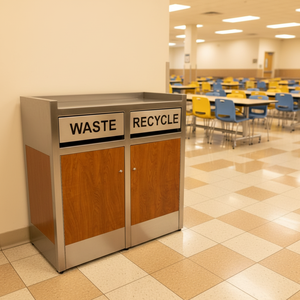 Poubelles de restaurant en acier de 2 x 46 gallons avec porte-plateau, <span class=keywords><strong>bac</strong></span> à déchets pour cafétéria, pour les chaînes de restauration rapide - Product Image 4