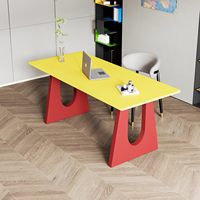 Bureau en bois moderne pour étude, chambre à coucher, salon - Bureau d'écriture Memphis à coins arrondis personnalisable, table longue et petite
