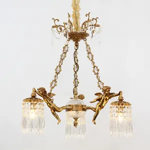 Kristal kuningan mewah klasik Multi kilau malaikat gantung liontin ruang tamu untuk tempat lilin rumah dan suspensi
