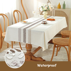 <span class=keywords><strong>Nappe</strong></span> de broderie de luxe feuille <span class=keywords><strong>poids</strong></span> coton lin couverture de <span class=keywords><strong>nappe</strong></span> imperméable pour la cuisine - Product Image 1