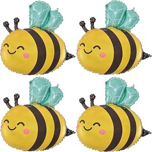 Cute Cartoon Bee Foil <b>Balloons</b>, Shiny Metallic Mylar <b>Balloons</b> for Kids Bee Themed Birthday & Gender Reveal Party <b>Decor</b> - Product Image 1