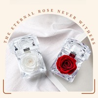 Boîte à bague en fleurs éternelles artificielles, rose classique réaliste en fil, cadeau de la Saint-Valentin, confession, femme, anniversaire, demande en mariage