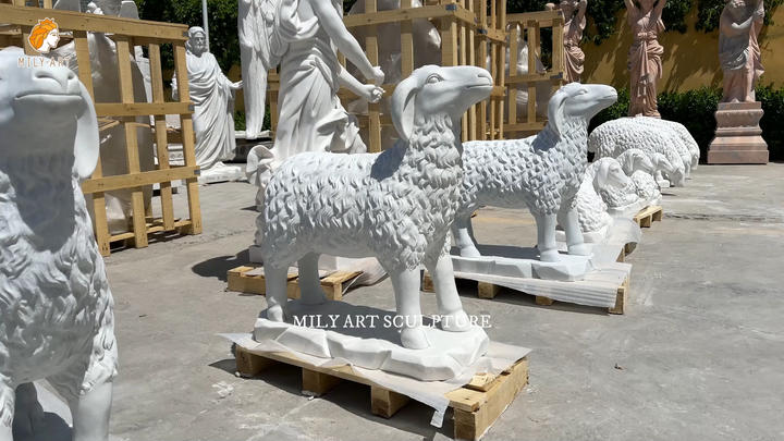 MILYガーデン彫刻動物彫刻大型石羊大理石羊像販売中| Alibaba.com