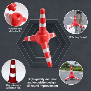 Marqueur de sécurité routière réfléchissant haute visibilité, cône de signalisation routière en plastique durable pour avertissement sur <span class=keywords><strong>autoroute</strong></span> et parking - Product Image 4