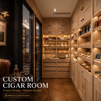 Humidor commercial moderne en bois massif sur mesure pour salon de cigares, intérieur en cèdre espagnol, contrôle de l'humidité stable, barres durables