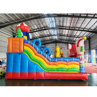 Toboggan Gonflable Double Piste Clown Park pour Location Extérieure, Château Gonflable pour Enfants, Fêtes d'Anniversaire et Activités Festives