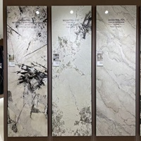 Sumber langsung pabrik Guangdong kustom 800*2600*9mm dinding latar belakang Pandora lempengan batu terang untuk ruang tamu batu disinter