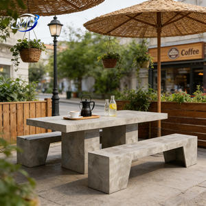 Table basse-banc carrée moderne en béton GRC, table à thé en fibro-ciment pour salon ou extérieur, pour cuisine ou mobilier d'hôtel - Product Image 5