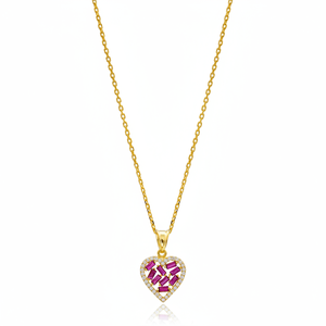 Rubí Baguette diseño de corazón circón piedra encanto joyería turca hecha a mano al por mayor 925 joyería de plata esterlina - Product Image 2