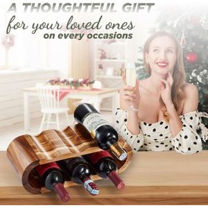 Solid Wood Classic Double-Layer Round Red Wine Display Rack with Eco-Friendly Design Customizable Color & Logo - Product Image 3
