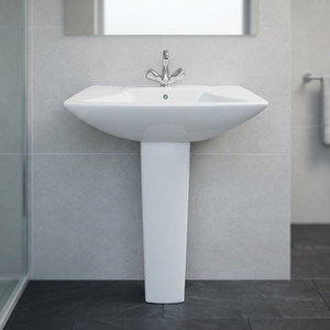 Coronis Red Ceramic Pedestal Sink Full Stand Hand Wash Basin Modern European Design Hospital & Villa Use OEM Service - Product Image 1
