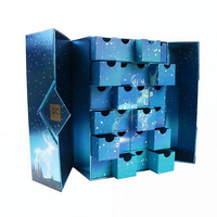 Boîte cadeau calendrier de l'avent de Noël de luxe personnalisée, 24 tiroirs en carton, boîte de compte à rebours vide avec feuille d'or et logo personnalisé